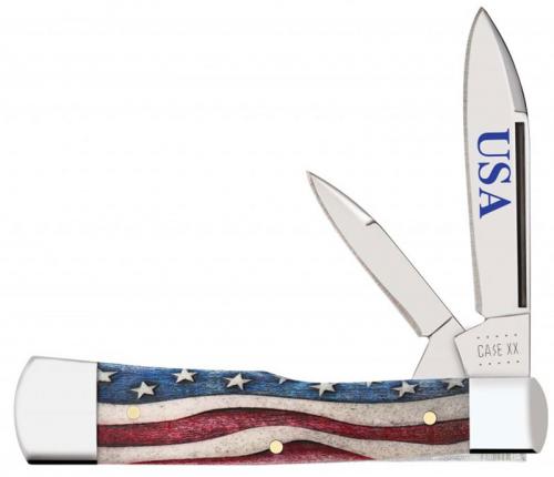Case Gunstock Knife 64140 Star Spangled Smooth Natural Bone 62130SS