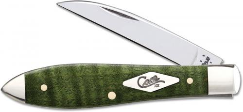 Case Tear Drop Gent Knife, Green Curly Maple, CA-65563