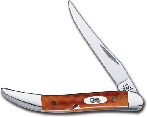Case Knives: Case Small Texas Toothpick Knife, Pocket Worn Harvest Orange, CA-7400