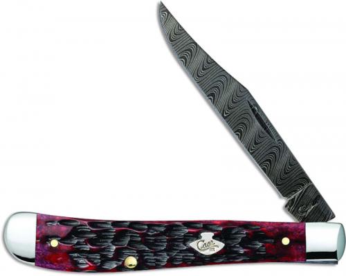 Case Slimline Trapper Knife 74173 Limited Damascus Crimson Bone 61048DAM