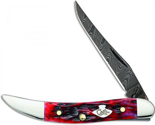 Case Small Texas Toothpick Knife 74175 Limited Damascus Crimson Bone 610096DAM