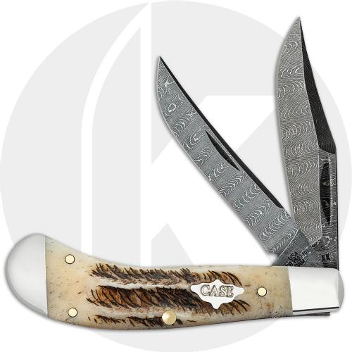 Case Saddlehorn Knife 77465 - Vintage Bone - Ladder Damascus - TBV62110DAM