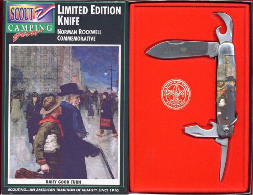 Camillus BSA Norman Rockwell Commemorative Camp Knife BSA832 - Daily Good Turn - 2002 - DISCONTINUED ITEM - OLD NEW STOCK - BNIB