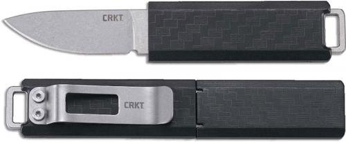 CRKT Scribe Knife - 2425 - TJ Schwarz - Stonewash Drop Point Fixed Blade - Black GRN Handle