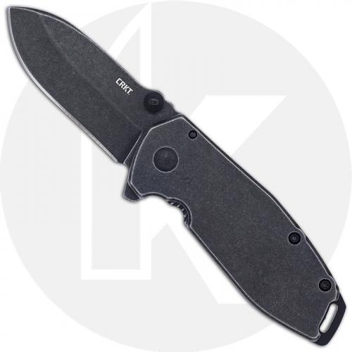 CRKT Squid Assisted Black 2493 - Lucas Burnley EDC - Black Stonewash Spear Point - Black Stonewash Stainless Steel - Frame Lock Flipper Folder