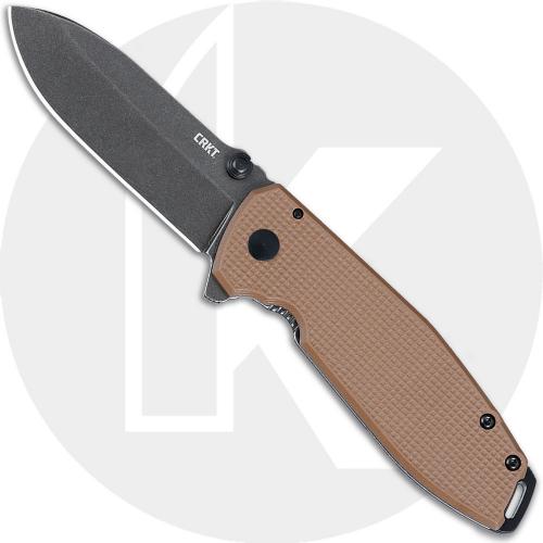 CRKT Squid XM 2495B Knife - Assisted - Black Stonewash Spear Point - Brown G10 / Stainless Steel - Frame Lock Flipper Folder