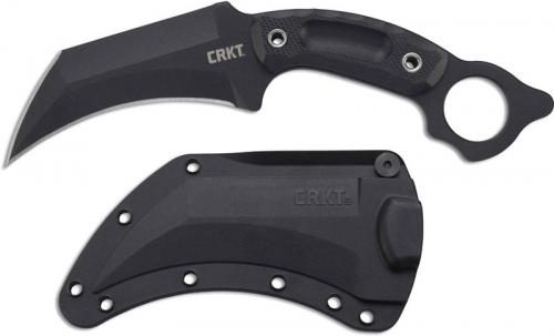 CRKT Du Hoc 2630 Knife Austin McGlaun Black Karambit Fixed Blade Black G10 with Ring Pommel