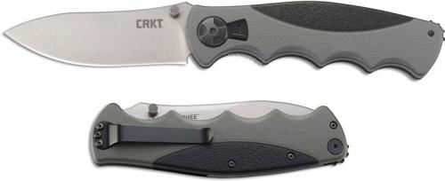 CRKT Monashee 2842 Knife Russ Kommer Drop Point Folding Hunter Gray Black TPR with Field Strip Technology