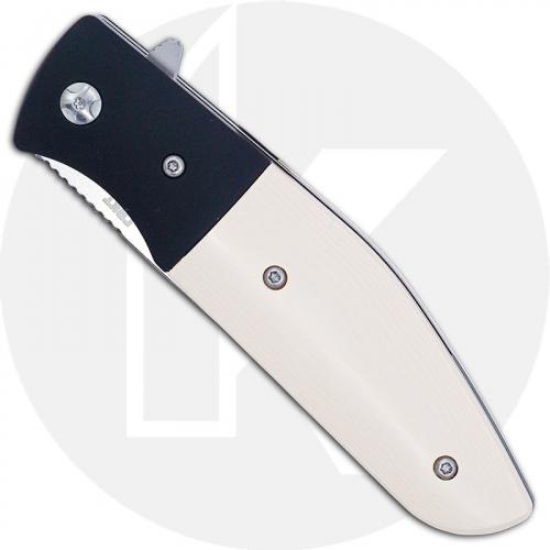 CRKT Curfew 2867 - Russ Kommer Assisted EDC - Satin Drop Point - Black Aluminum / White Resin Infused Fiber - Flipper Folder