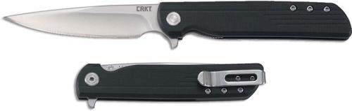 CRKT LCK Plus 3801 - Matthew Lerch Assisted EDC - Satin Drop Point - Black GRN - Liner Lock Flipper Folder