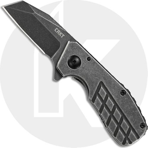 CRKT Razelcliffe Compact 4021 - Jon Graham EDC - Black Stonewash Modified Wharncliffe - Black Stonewash SS - Frame Lock Flipper Folder