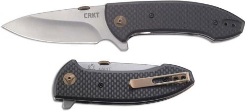 CRKT Avant 4620 Knife Eric Ochs EDC Satin Drop Point Flipper Folder Carbon Fiber with IKBS Pivot