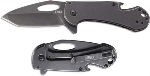 CRKT Bev-Edge 4635 Knife Eric Ochs Black Stonewash Tanto Frame Lock Flipper Folder with Bottle Opener