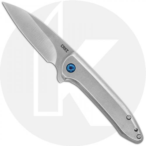 CRKT Delineation 5385 - Eric Ochs Assisted EDC - Satin Drop Point - Stonewash Stainless Steel - Flipper Folder