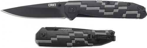 CRKT Hyperspeed 7020 Knife MJ Lerch EDC Black Drop Point Black and Gray GRN Liner Lock with Assist