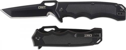 CRKT Septimo 7050 Jeremy Valdez Black Tanto Flipper Knife Aluminum and TPR Handle