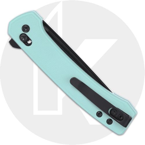 CRKT Q Compact 7075B Knife - Black Oxide 14C28N Drop Point - Light Blue GRN - Flipper Folder