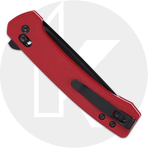 CRKT Q Compact 7075R Knife - Black Oxide 14C28N Drop Point - Red GRN - Flipper Folder