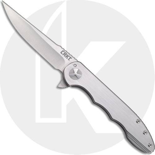 CRKT Up and At 'Em 7076 Knife Matt Lerch EDC Drop Point Flipper Folder Stainless Steel Frame Lock