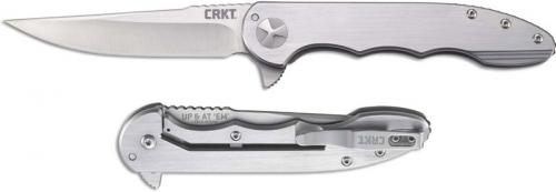 CRKT Up and At Em 7076 Knife Matt Lerch EDC Drop Point Flipper Folder Stainless Steel Frame Lock
