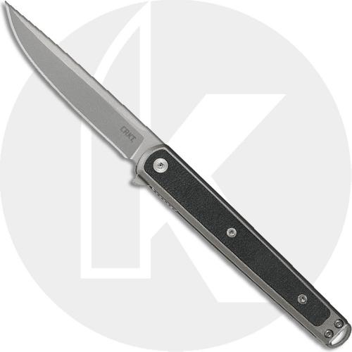 CRKT Seis 7123 - Richard Rogers EDC - Bead Blast Drop Point - Gray / Black GRN - Flipper Folder