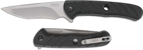 CRKT Intention 7160 - Eric Ochs Assisted EDC - Stonewash Modified Tanto - Black G10 - Liner Lock Flipper Folder