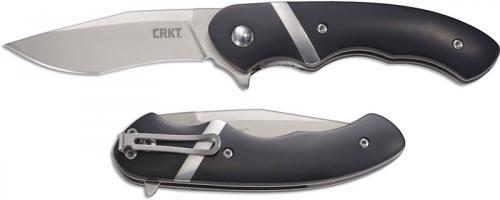 CRKT Snarky 7280 Philip Booth EDC Satin Recurve Flipper Knife Black POM and Stainless Handle
