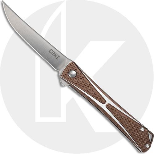 CRKT Crossbones Bronze 7530B - Jeff Park Folder - Satin Trailing Point Blade - 2 Tone Bronze and Silver Aluminum - Liner Lock Flipper Folder