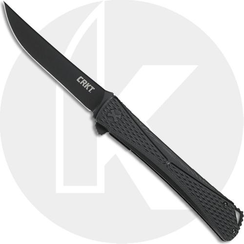 CRKT Jumbones Blackout 7532K - Jeff Park Folder - Black TiNi Trailing Point Blade - Black Aluminum - Liner Lock Flipper Folder