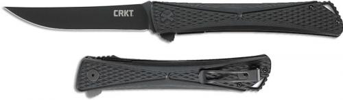 CRKT Jumbones Blackout 7532K - Jeff Park Folder - Black TiNi Trailing Point Blade - Black Aluminum - Liner Lock Flipper Folder