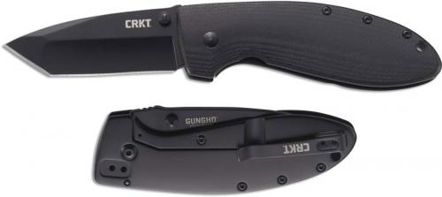 CRKT Gungho 7740 Knife Tom Krein EDC Black Tanto Black G10 and Stainless Steel Frame Lock with Assist