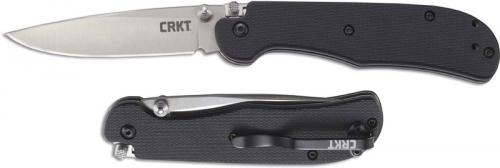 CRKT Offbeat II 7760 Knife Pat Crawford EDC Satin Drop Point Folder Black GRN with Crawford Lockback