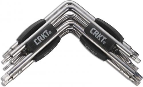 CRKT Twist and Fix Torx and Hex Tool 9901 Stainless Steel 5 Torx and 5 Hex Drivers with Black Snap In Holders