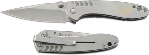 Ruger R2801 Over-Bore Knife Matthew Lerch Satin Drop Point Folder Stainless Steel Framelock