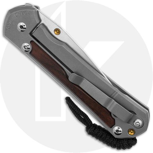 Chris Reeve Large Sebenza 31 Knife - L31-1116 - Stonewash CPM MagnaCut Drop Point - Macassar Ebony / Glass Blasted Titanium