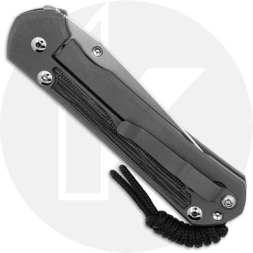 Chris Reeve Large Sebenza 31 Knife - L31-1228 - Stonewash CPM MagnaCut Tanto - Black Canvas Micarta / Sandblasted Titanium