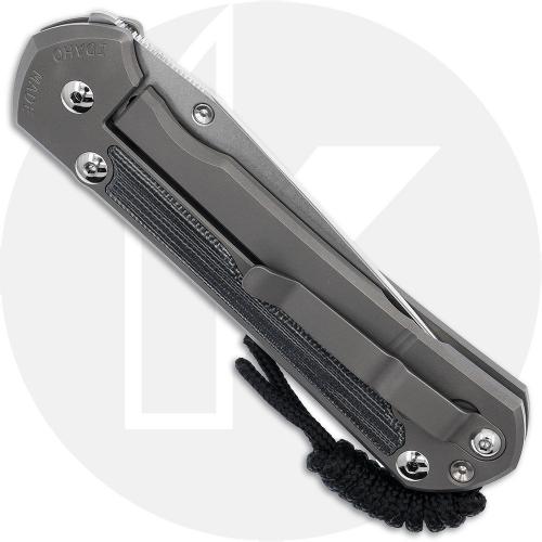 Chris Reeve Large Sebenza 31 Knife - L31-1232 - Stonewash CPM MagnaCut Tanto - Black Canvas Micarta / Glass Blasted Titanium