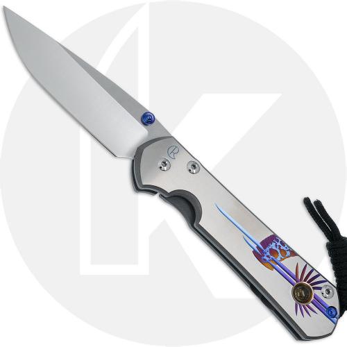 Chris Reeve Large Sebenza 31 Knife - L31-1408-0264 - Stonewash CPM MagnaCut Drop Point - Unique Graphic(1)/Sandblasted Titanium