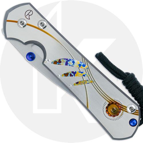 Chris Reeve Large Sebenza 31 Knife - L31-1408-0264 - Stonewash CPM MagnaCut Drop Point - Unique Graphic(3)/Sandblasted Titanium