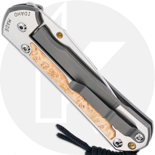 Chris Reeve Large Sebenza 31 Knife - L31-1628 - Polished CPM MagnaCut Drop Point - Box Elder / Polished Titanium