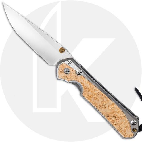 Chris Reeve Large Sebenza 31 Knife - L31-1628 - Polished CPM MagnaCut Drop Point - Box Elder / Polished Titanium