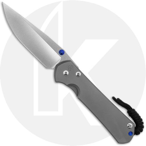 Chris Reeve Large Sebenza 31 Knife - L31-1644 - Stonewash CPM MagnaCut Drop Point - Glass Blasted Titanium