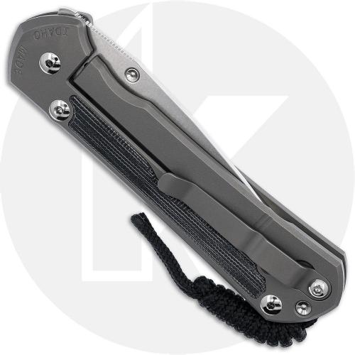 Chris Reeve Large Sebenza 31 Knife - L31-1652 - Stonewash CPM MagnaCut Drop Point - Black Canvas Micarta / Glass Blasted Titaniu