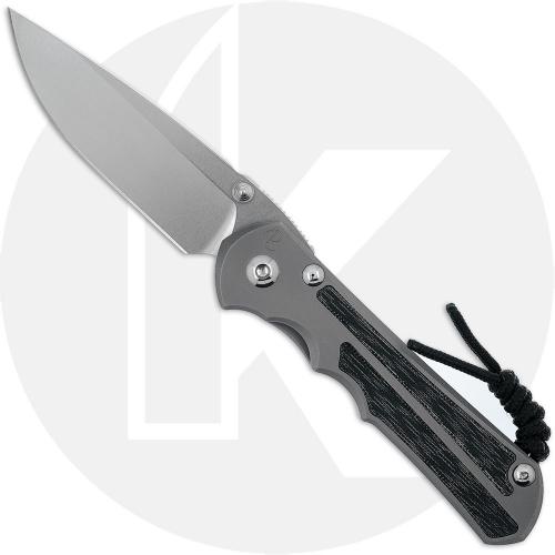 Chris Reeve Large Inkosi Knife - LIN-1116 - Stonewash MagnaCut Drop Point - Black Canvas Micarta / Glass Blasted Titanium