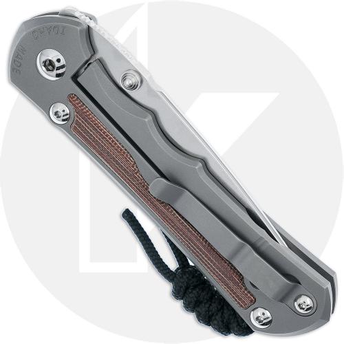 Chris Reeve Large Inkosi Knife - LIN-1118-006 - Stonewash MagnaCut Drop Point - Natural Canvas Micarta / Glass Blasted Titanium