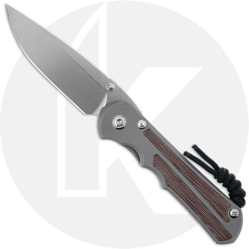 Chris Reeve Large Inkosi Knife - LIN-1118-006 - Stonewash MagnaCut Drop Point - Natural Canvas Micarta / Glass Blasted Titanium
