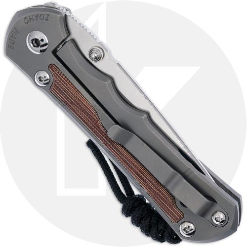 Chris Reeve Large Inkosi Knife - LIN-1134 - Stonewash MagnaCut Tanto - Natural Canvas Micarta / Glass Blasted Titanium