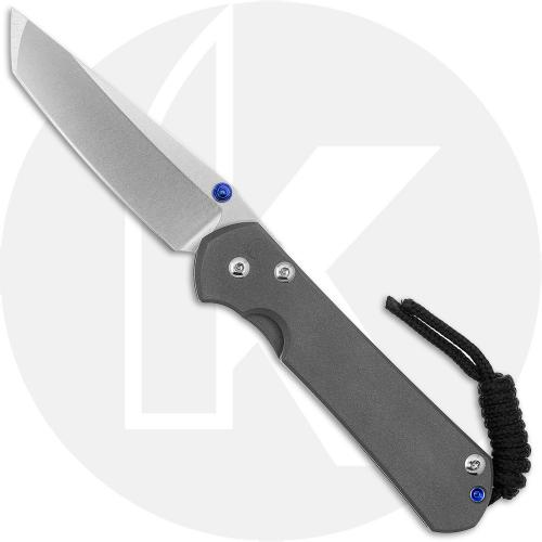 Chris Reeve Knives - Small Sebenza 31 Knife - S31-1010 - Stonewash MagnaCut Tanto - Sandblast Titanium