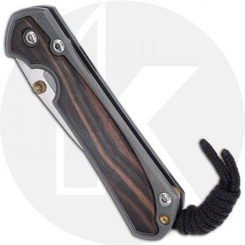 Chris Reeve Knives - Small Sebenza 31 Knife - S31-1116 - Stonewash Drop Point - Macassar Ebony / Blasted Titanium