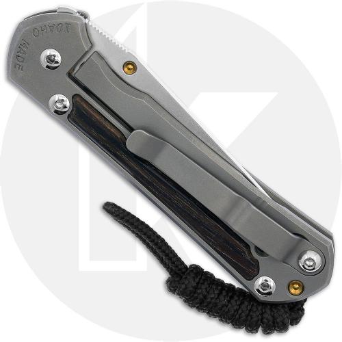 Chris Reeve Small Sebenza 31 Knife - S31-1134 - Stonewash CPM MagnaCut Tanto - Macassar Ebony / Glass Blasted Titanium
